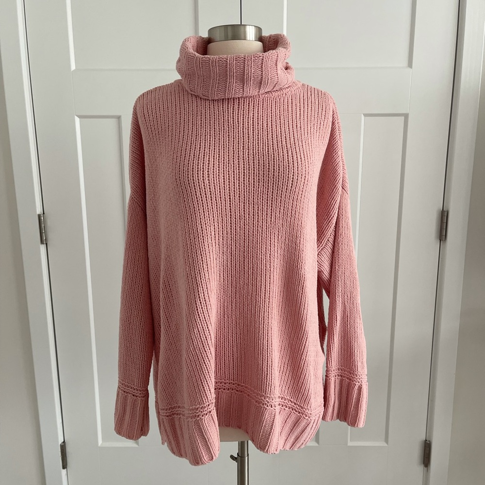 Aerie Rose Pink Knit Cowl Sweater Size M